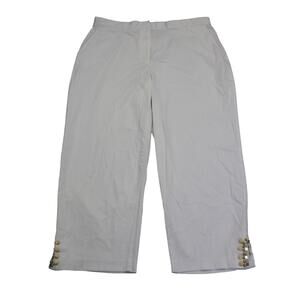 Ruby Rd Pants Womens 14 White Ankle High Rise Elastic Waist Stretch Hook Eye